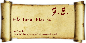 Führer Etelka névjegykártya